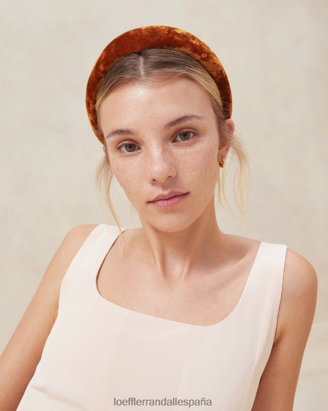 accesorios 04282145 ocre mujer Loeffler Randall diadema de terciopelo bellamy