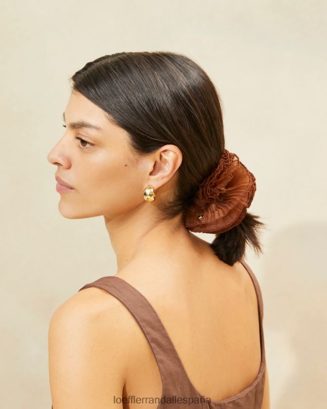 accesorios 04282166 marrón mujer Loeffler Randall coletero a capas plisado emmy