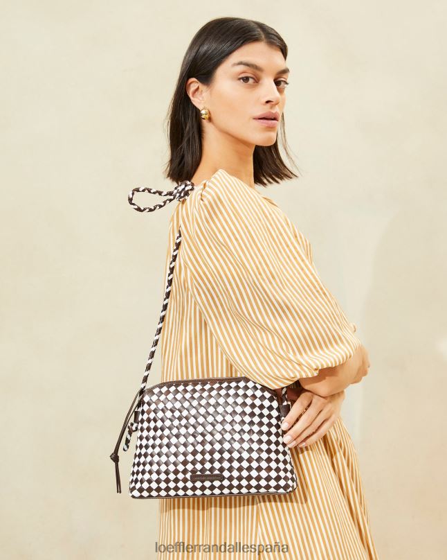 bolsas 04282332 chocolate/blanco mujer Loeffler Randall bandolera tejida mallory