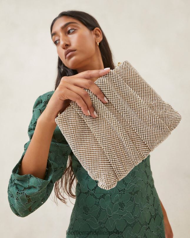 bolsas 04282344 oro mujer Loeffler Randall bolso de mano ember con diamantes fruncidos