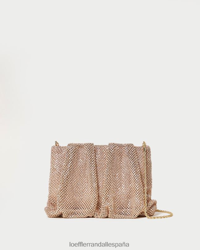 bolsas 04282359 durazno claro mujer Loeffler Randall bolso de mano ember con diamantes fruncidos