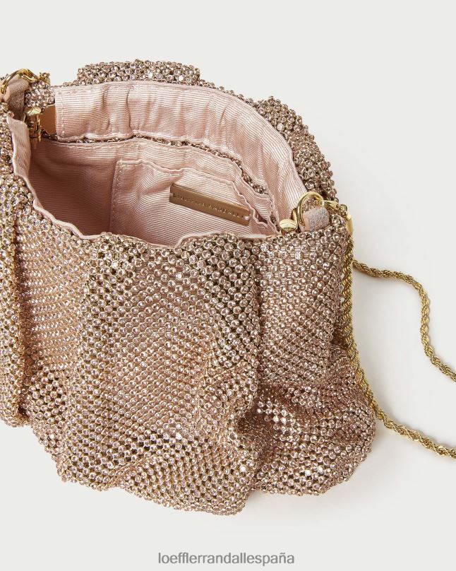 bolsas 04282359 durazno claro mujer Loeffler Randall bolso de mano ember con diamantes fruncidos