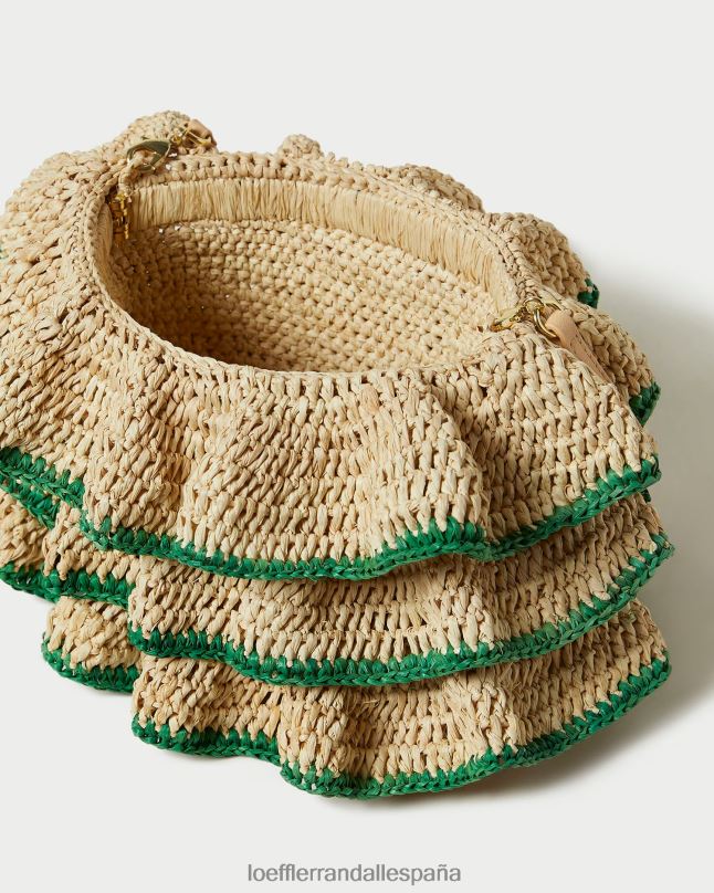 bolsas 04282373 natural/verde mujer Loeffler Randall bolso de mano odette con volantes