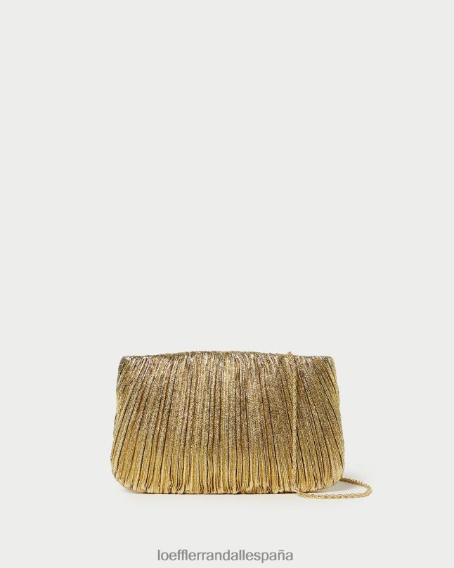 bolsas 04282376 oro mujer Loeffler Randall bolso de mano brit plano y plisado