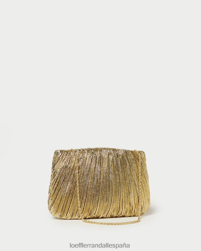 bolsas 04282376 oro mujer Loeffler Randall bolso de mano brit plano y plisado