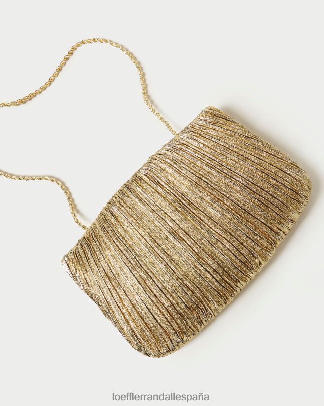 bolsas 04282376 oro mujer Loeffler Randall bolso de mano brit plano y plisado