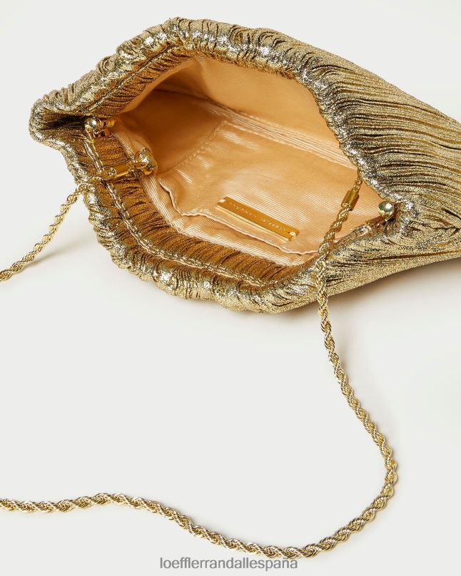 bolsas 04282376 oro mujer Loeffler Randall bolso de mano brit plano y plisado