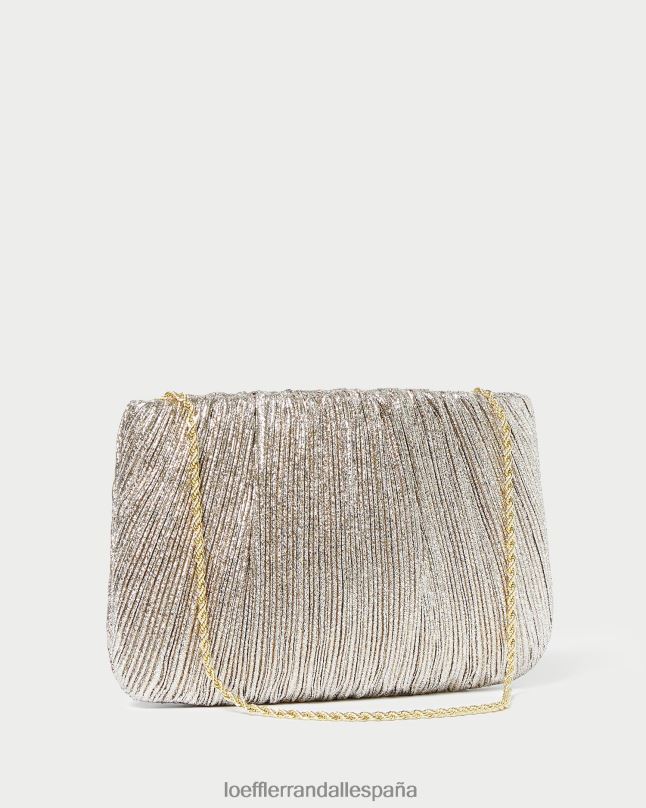 bolsas 04282393 champán mujer Loeffler Randall bolso de mano brit plano y plisado