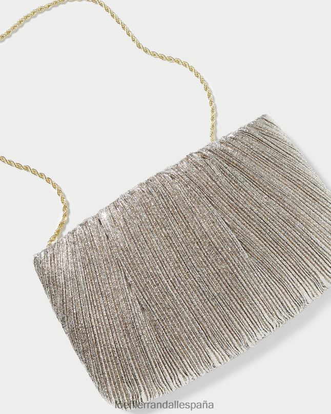 bolsas 04282393 champán mujer Loeffler Randall bolso de mano brit plano y plisado