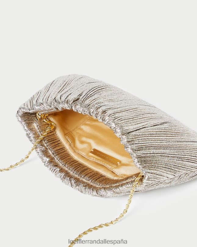 bolsas 04282393 champán mujer Loeffler Randall bolso de mano brit plano y plisado