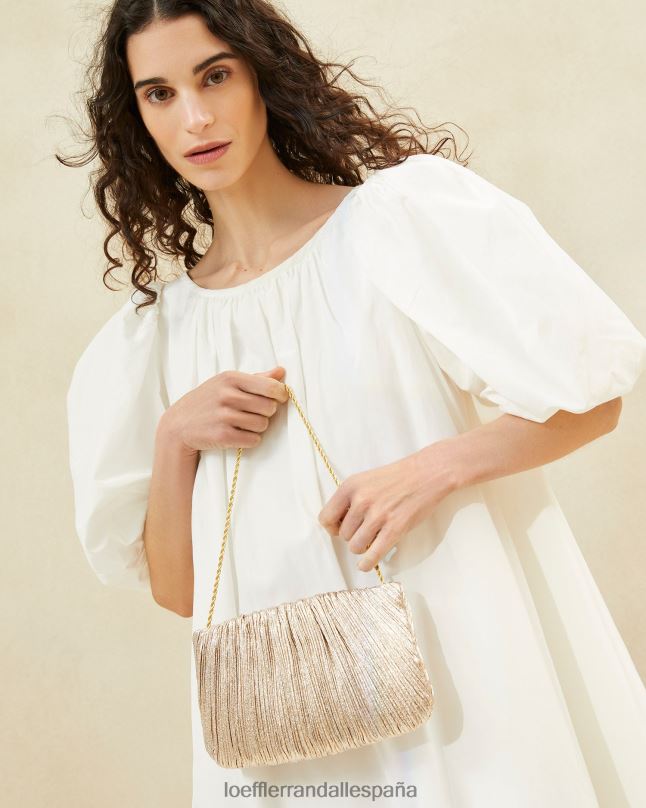 bolsas 04282393 champán mujer Loeffler Randall bolso de mano brit plano y plisado