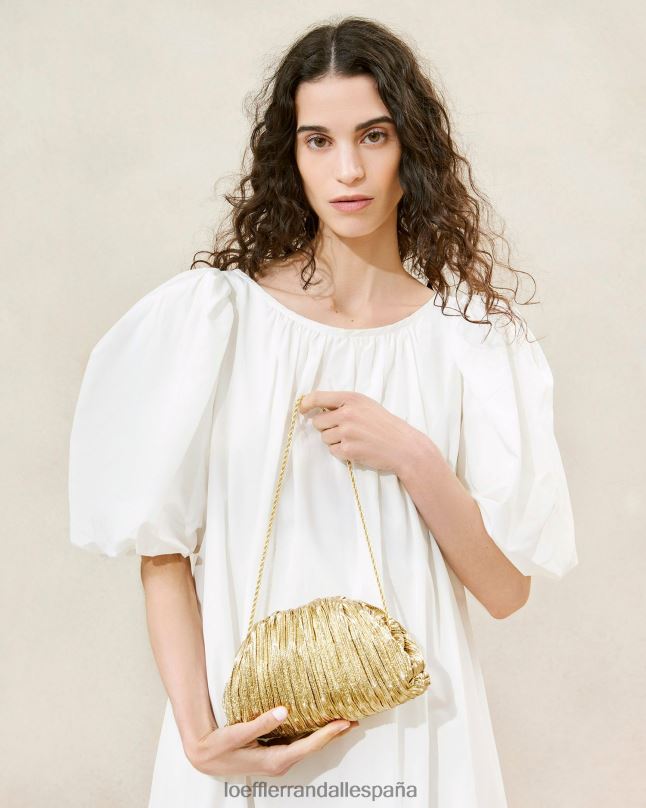 bolsas 04282397 oro mujer Loeffler Randall bolso de mano bailey con cúpula plisada