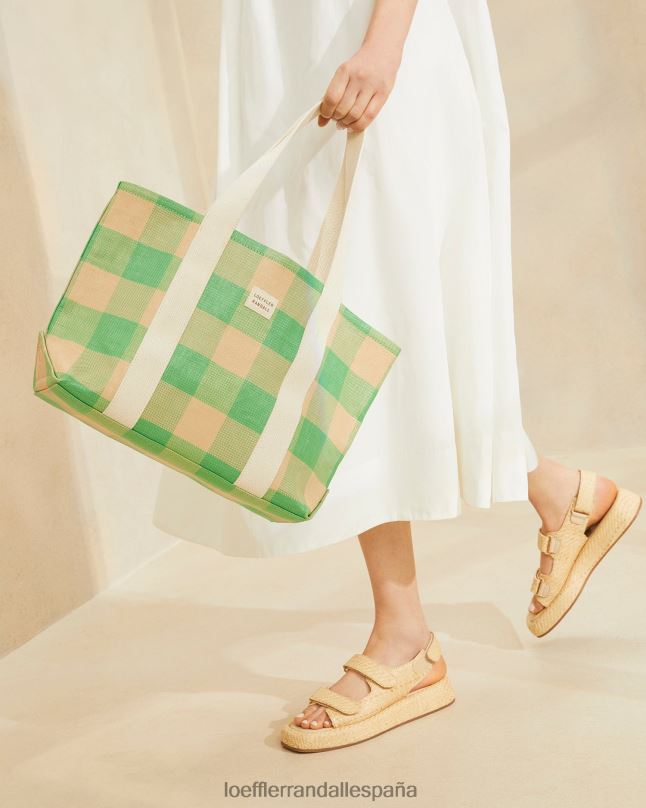 bolsas 04282314 cuadros vichy verde/caramelo mujer Loeffler Randall bolso tote bennett mediano