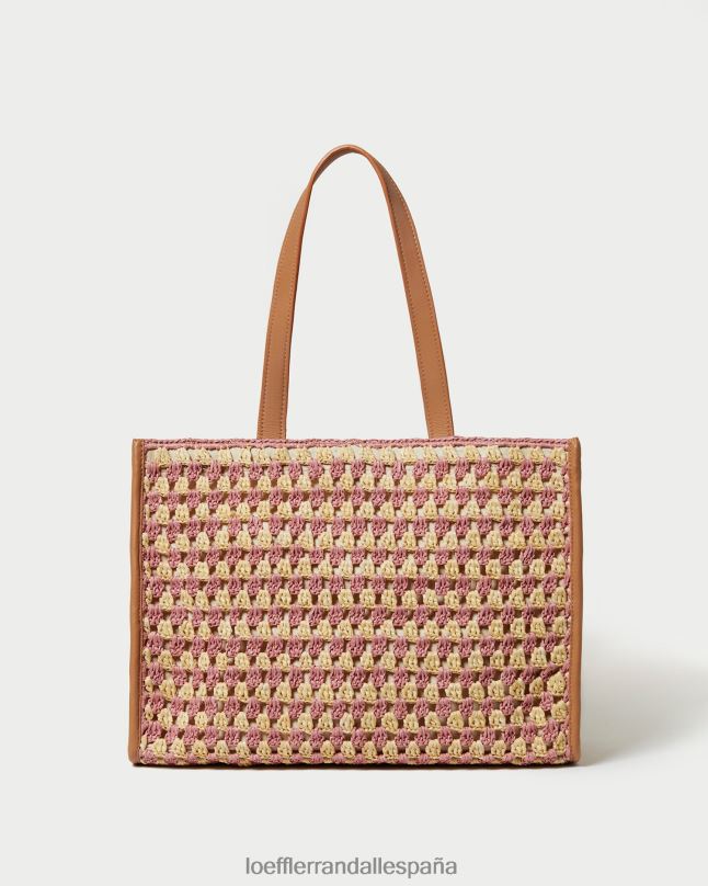bolsas 04282315 natural/rosa/miel mujer Loeffler Randall bolso tote de crochet pia