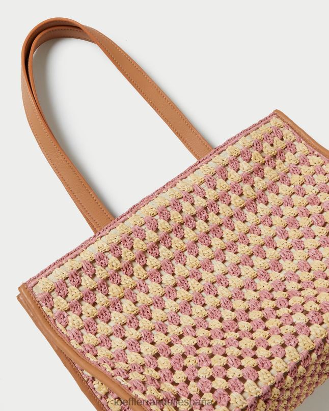 bolsas 04282315 natural/rosa/miel mujer Loeffler Randall bolso tote de crochet pia