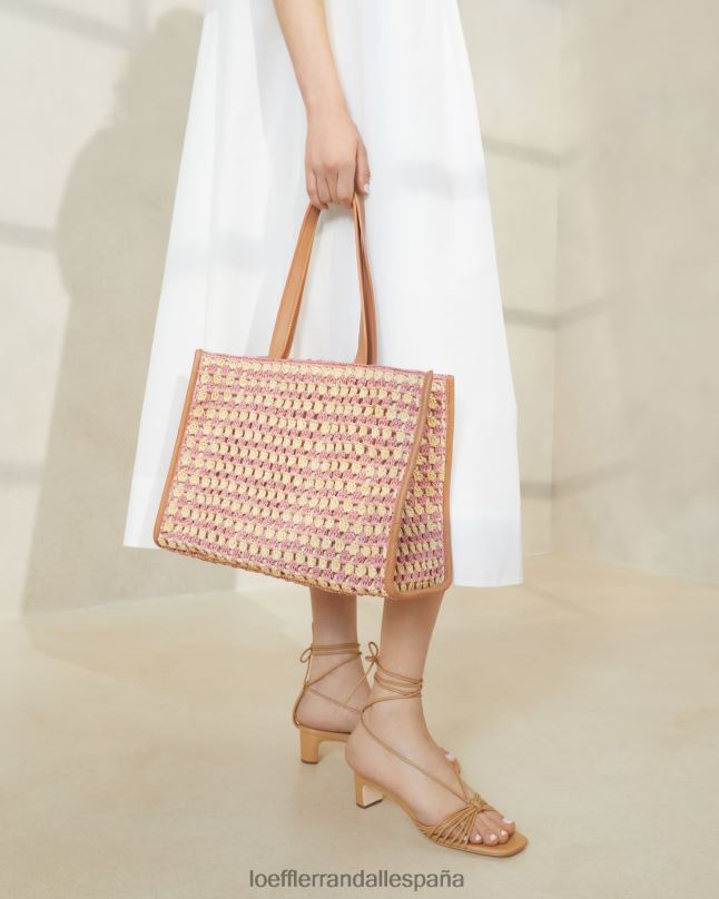 bolsas 04282315 natural/rosa/miel mujer Loeffler Randall bolso tote de crochet pia