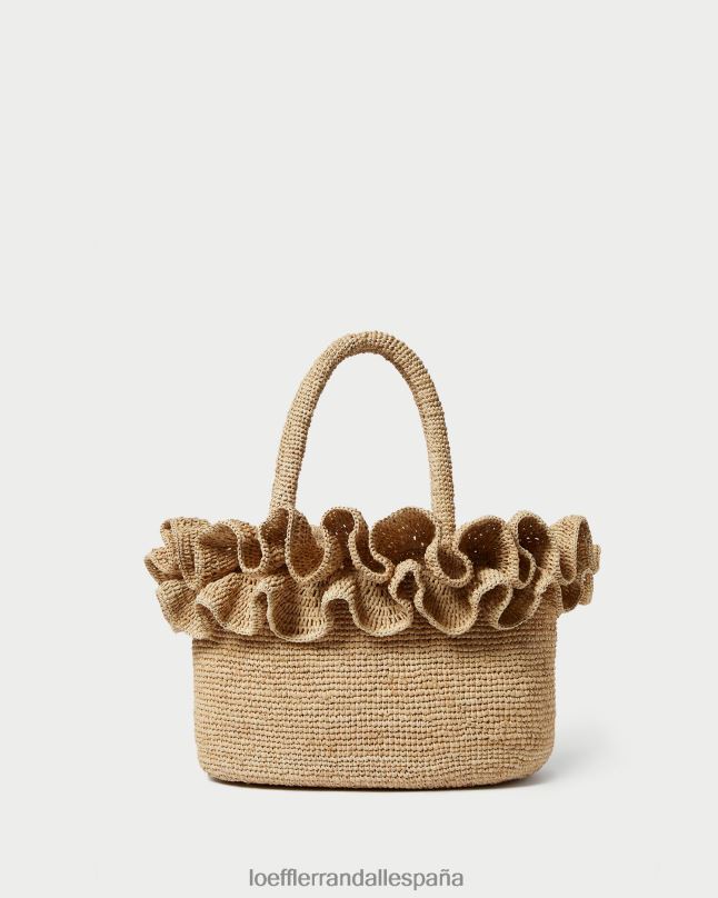 bolsas 04282322 natural mujer Loeffler Randall bolso tote lori de rafia con volantes