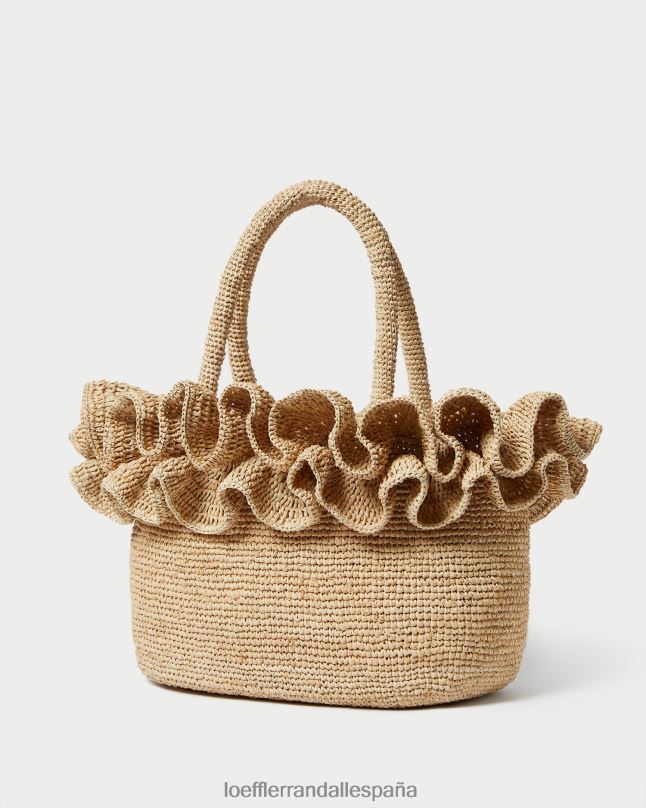bolsas 04282322 natural mujer Loeffler Randall bolso tote lori de rafia con volantes