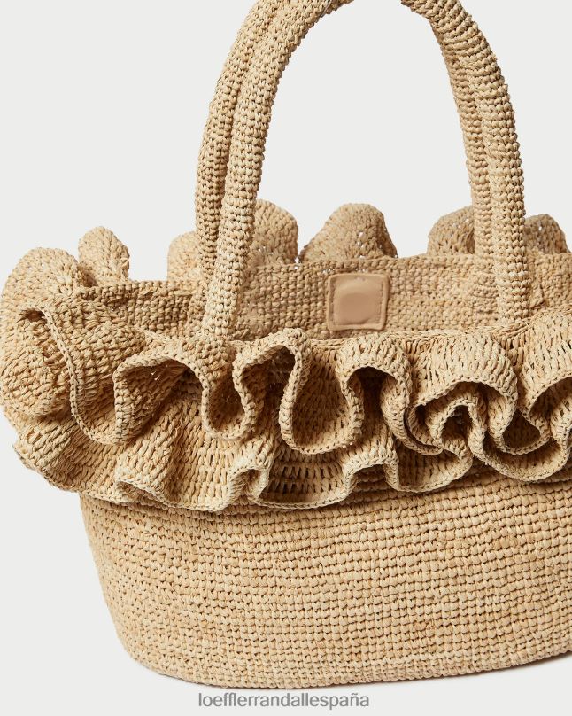 bolsas 04282322 natural mujer Loeffler Randall bolso tote lori de rafia con volantes