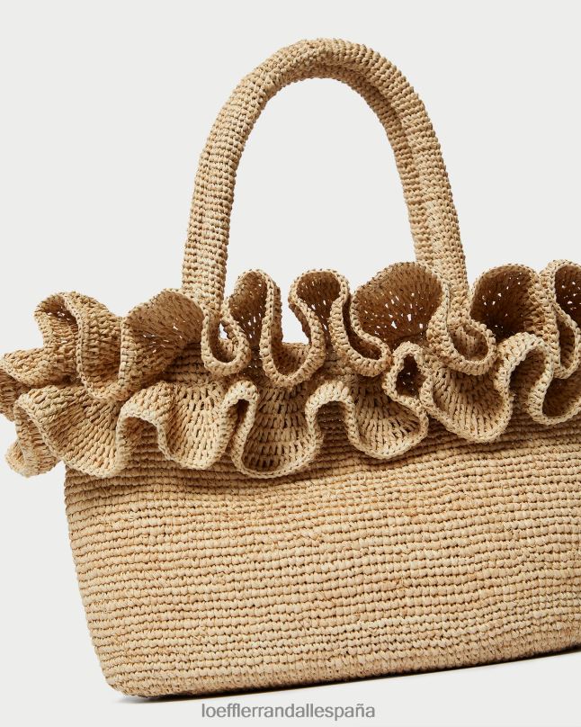 bolsas 04282322 natural mujer Loeffler Randall bolso tote lori de rafia con volantes