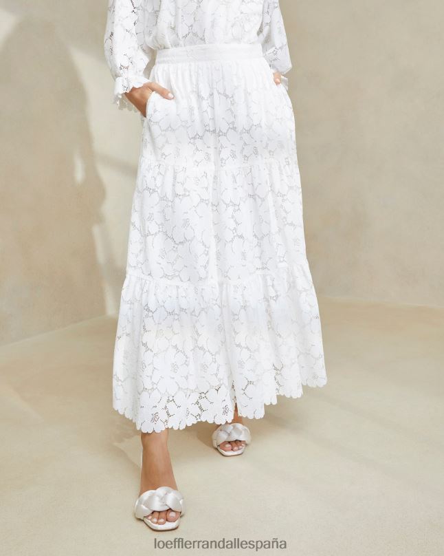 ropa 04282217 Marfil mujer Loeffler Randall falda con capas de encaje color crema luna