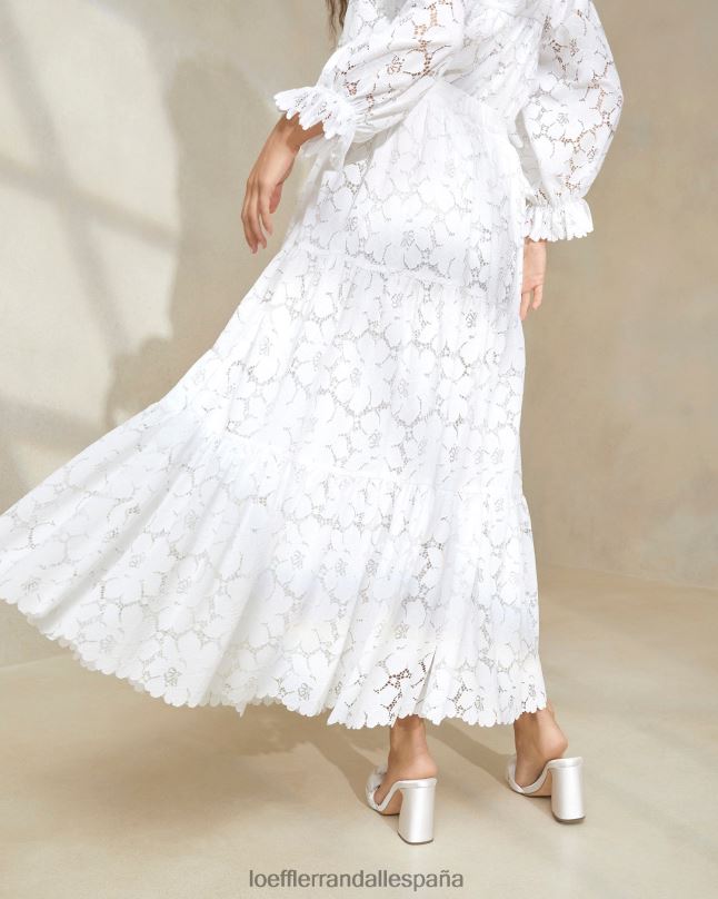 ropa 04282217 Marfil mujer Loeffler Randall falda con capas de encaje color crema luna