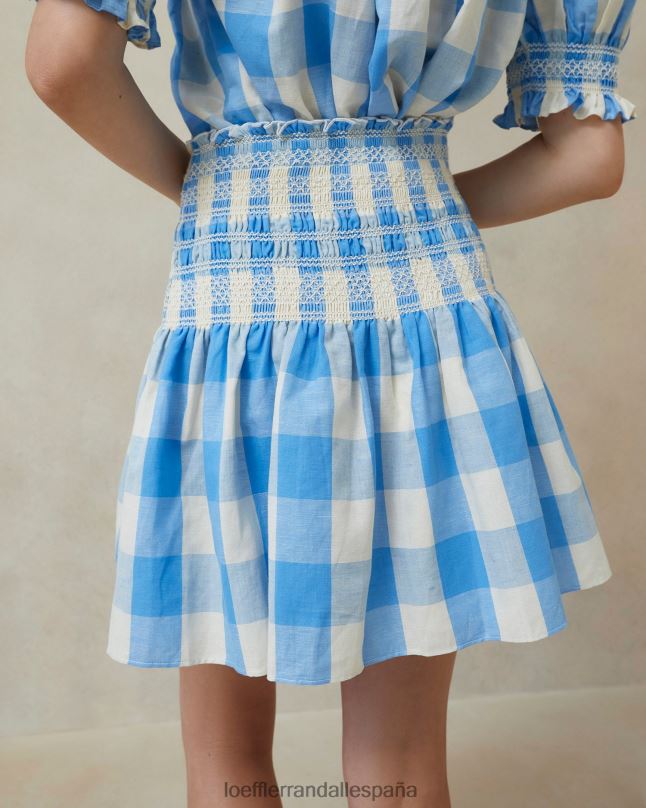 ropa 04282220 guinga azul mujer Loeffler Randall falda fruncida Gilles