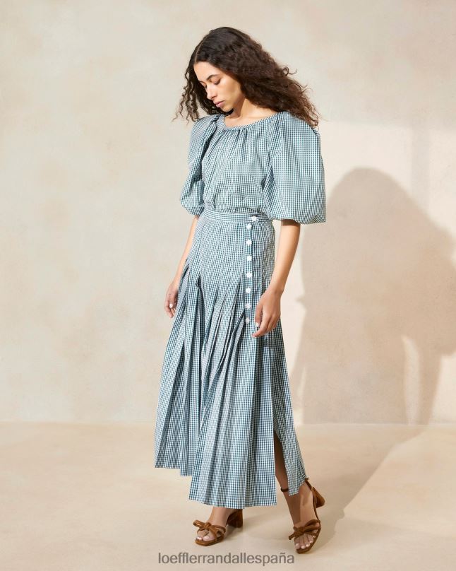 ropa 04282223 mini cuadros verdes mujer Loeffler Randall falda plisada emlyn