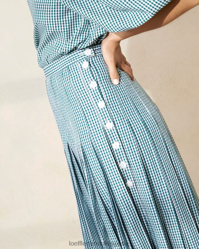ropa 04282223 mini cuadros verdes mujer Loeffler Randall falda plisada emlyn
