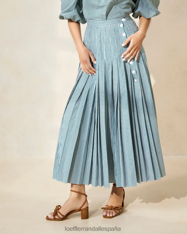 ropa 04282223 mini cuadros verdes mujer Loeffler Randall falda plisada emlyn