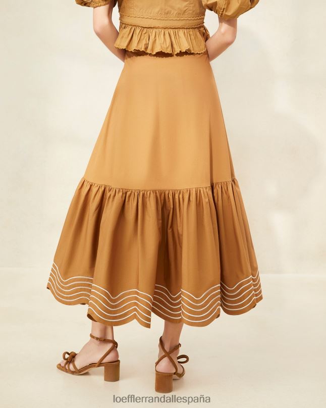 ropa 04282228 marrón mujer Loeffler Randall falda ópalo con dobladillo con volantes