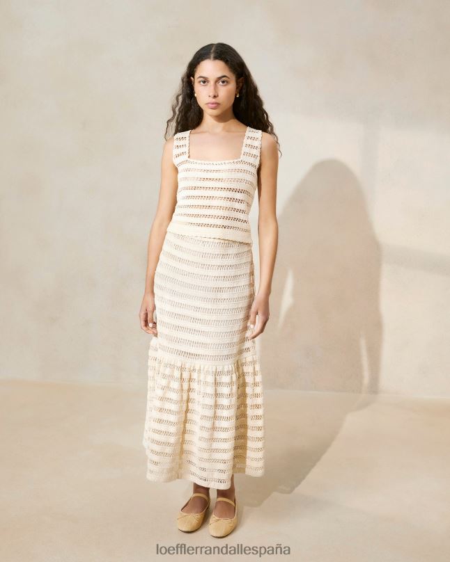 ropa 04282232 natural mujer Loeffler Randall falda scarlett de crochet con dobladillo con volantes
