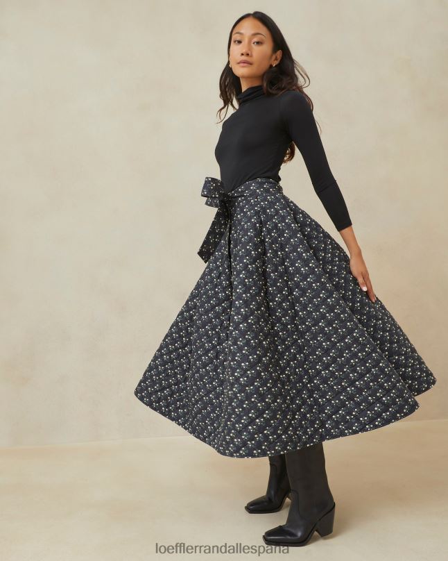 ropa 04282237 florecitas negras mujer Loeffler Randall falda acolchada