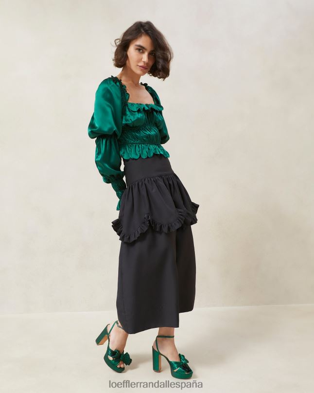 ropa 04282242 negro mujer Loeffler Randall falda milo con volantes festoneados