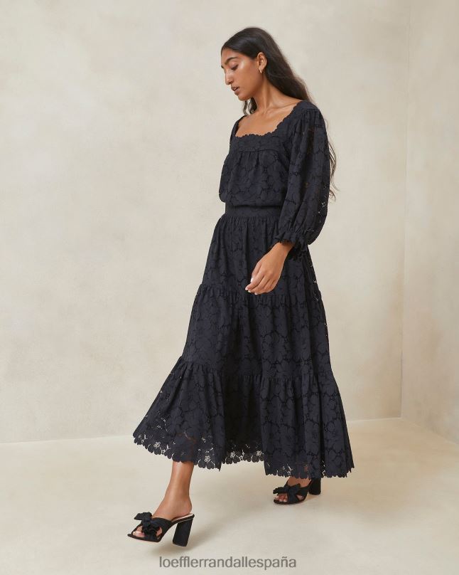 ropa 04282243 negro mujer Loeffler Randall falda con capas de encaje Luna