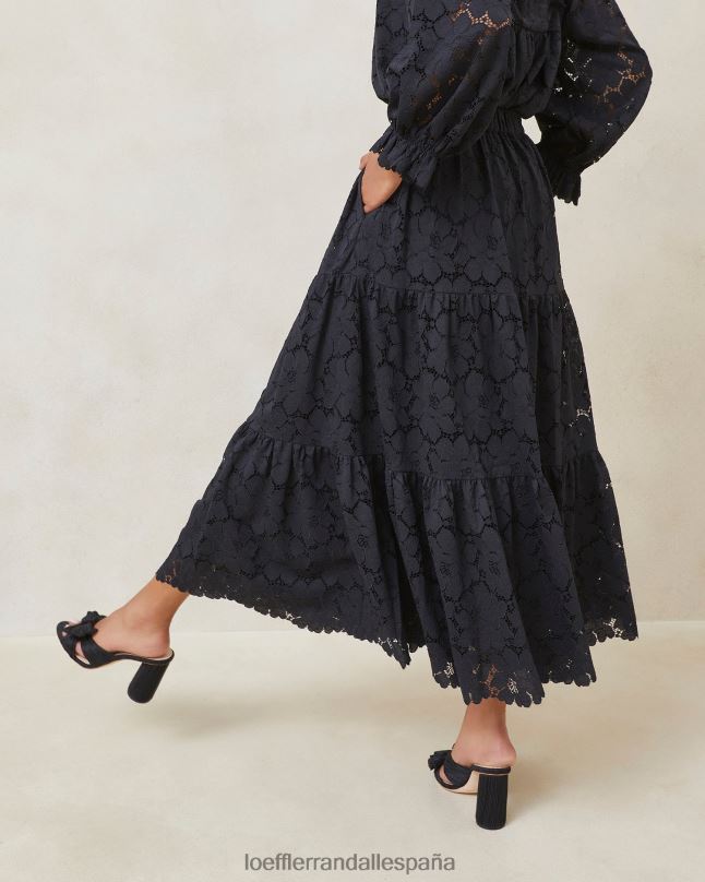 ropa 04282243 negro mujer Loeffler Randall falda con capas de encaje Luna
