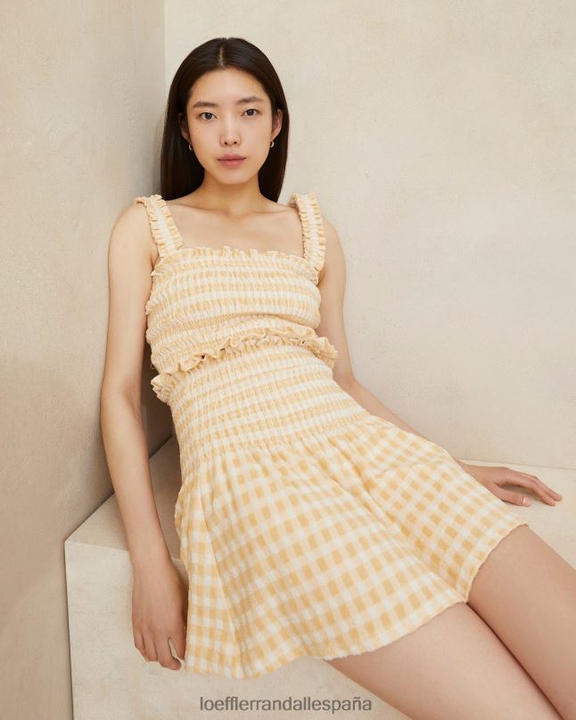 ropa 04282253 cuadros color canela mujer Loeffler Randall falda fruncida siena