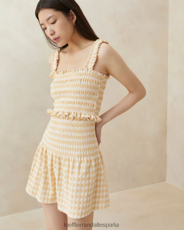 ropa 04282253 cuadros color canela mujer Loeffler Randall falda fruncida siena