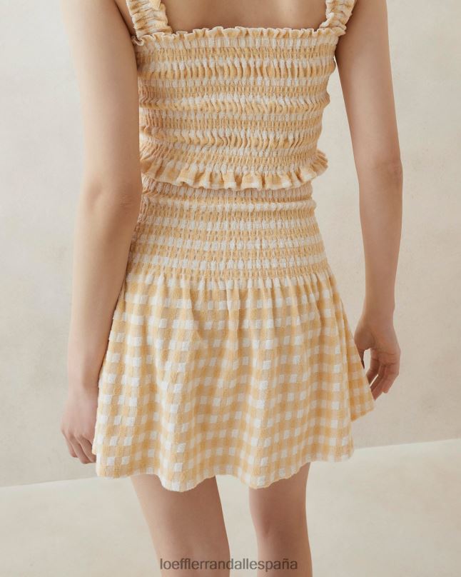ropa 04282253 cuadros color canela mujer Loeffler Randall falda fruncida siena