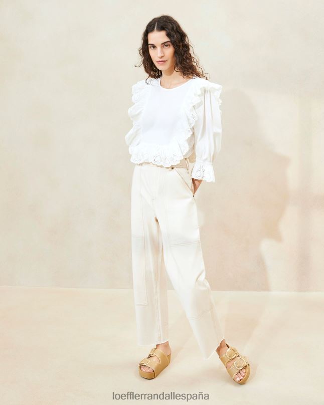 ropa 04282215 crema mujer Loeffler Randall pantalón carpintero roy