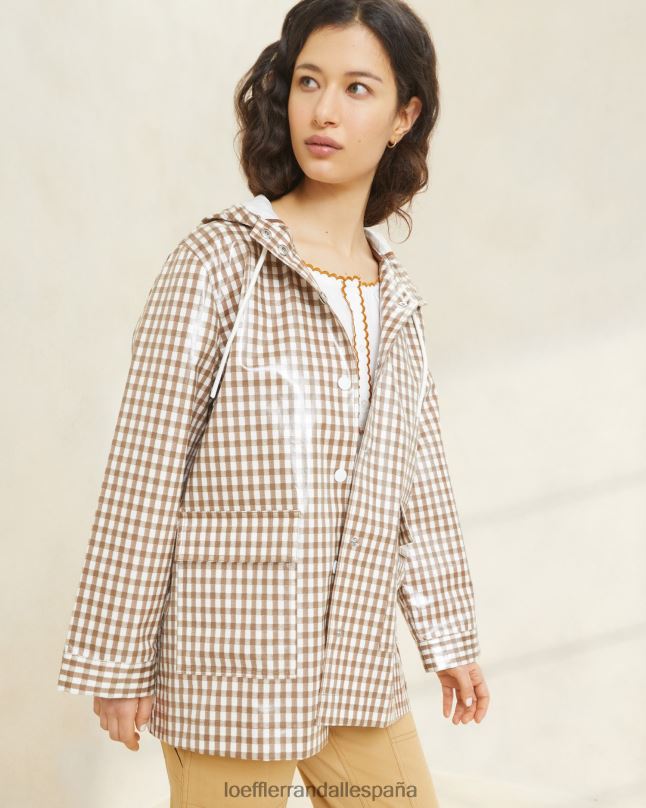 ropa 04282257 cuadros marrones mujer Loeffler Randall chaqueta de lluvia brumosa