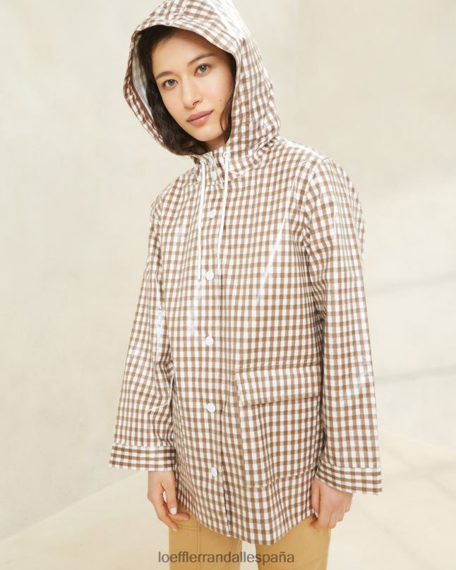 ropa 04282257 cuadros marrones mujer Loeffler Randall chaqueta de lluvia brumosa