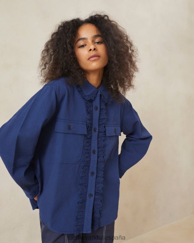 ropa 04282261 índigo mujer Loeffler Randall abrigo zeke con ojales