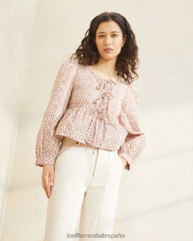 ropa 04282262 florecitas crema/ámbar mujer Loeffler Randall chaqueta donna con lazo al frente