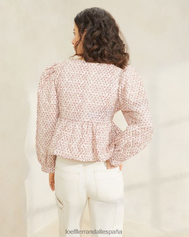 ropa 04282262 florecitas crema/ámbar mujer Loeffler Randall chaqueta donna con lazo al frente