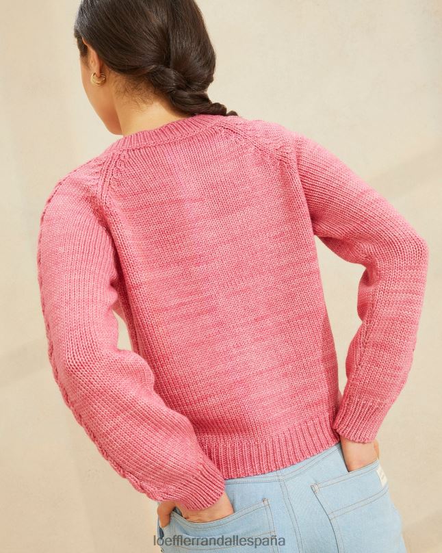 ropa 04282255 rosa mujer Loeffler Randall cárdigan Lindy con mangas trenzadas