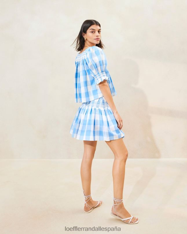 ropa 04282199 guinga azul mujer Loeffler Randall top fruncido lydie