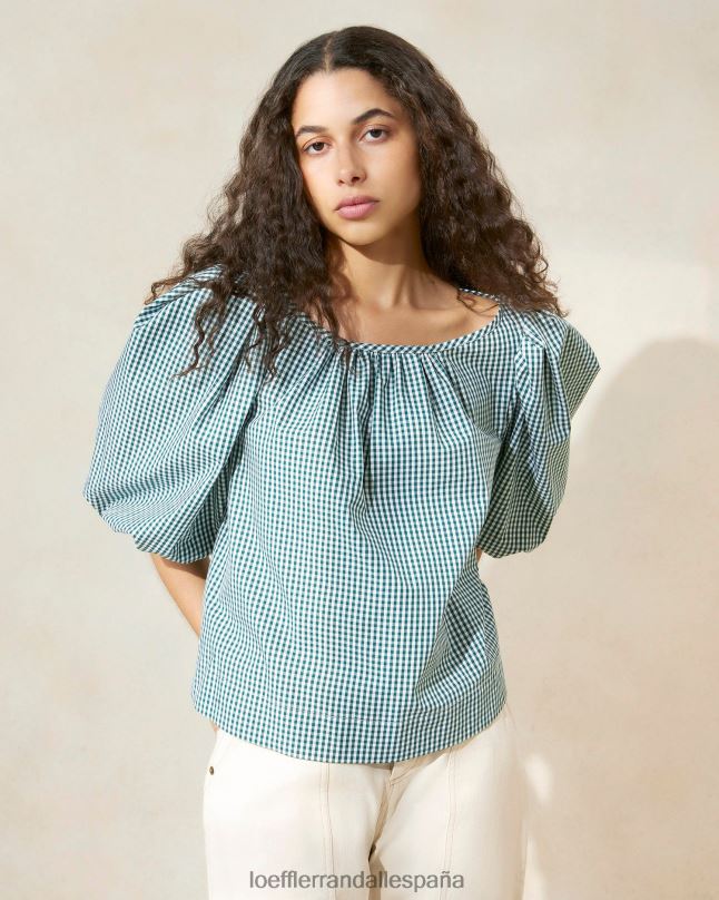 ropa 04282207 mini cuadros verdes mujer Loeffler Randall blusa de tienda eliza