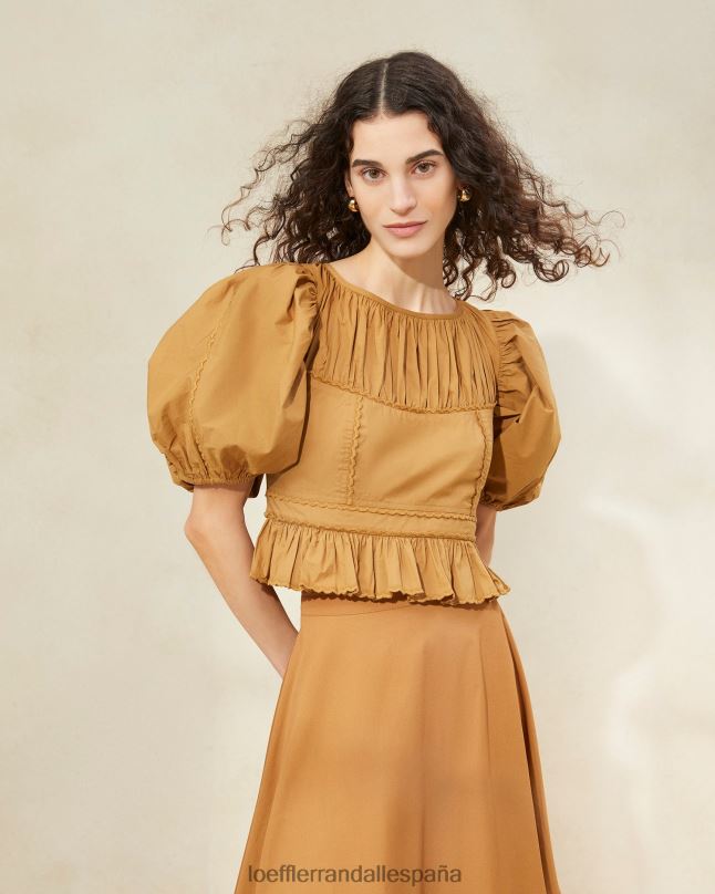 ropa 04282209 cigarro mujer Loeffler Randall top anna con peplum y mangas abullonadas