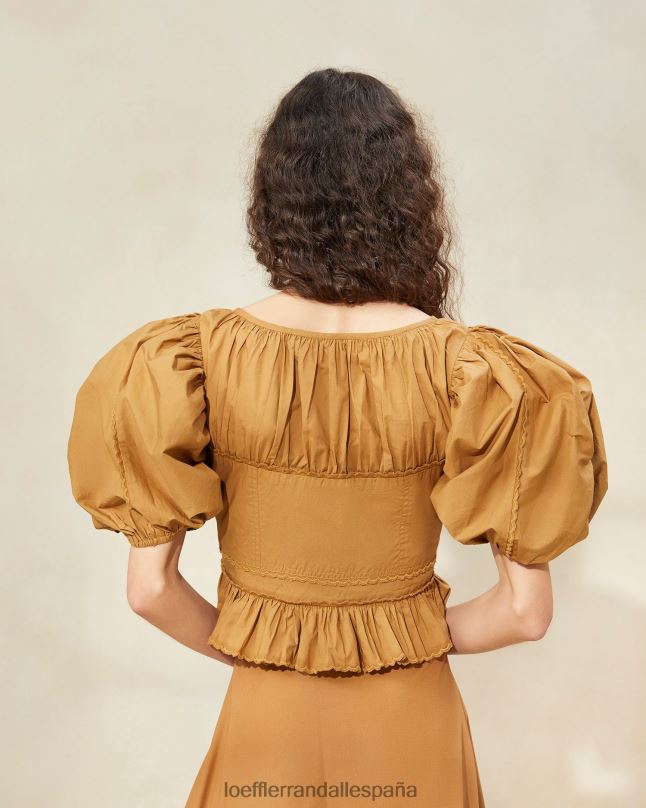 ropa 04282209 cigarro mujer Loeffler Randall top anna con peplum y mangas abullonadas